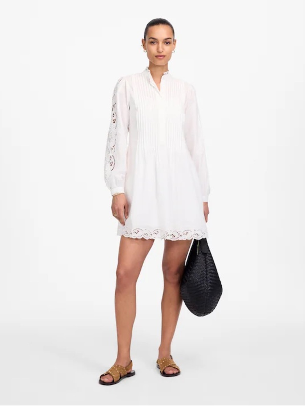 Madewell Pintucked Eyelet Mini Dress